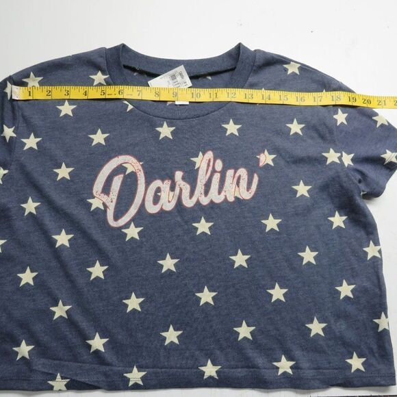 Alternative Darlin Stars Crop Top T-Shirt Women's Size Small Blue White Print Sh - Picture 5 of 8